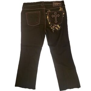 Baby Phat Black Wide Leg Pants with Gold